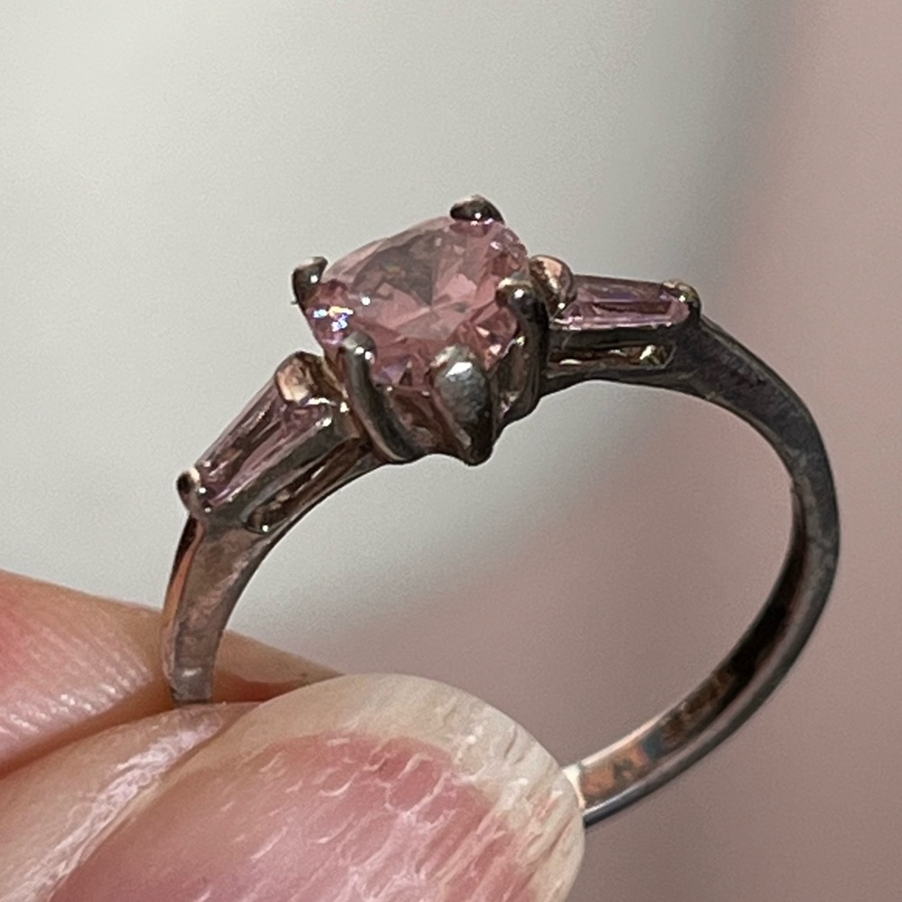 Vintage Pale Pink Heart Sterling silver coquette girl dainty Ring - Picture 10 of 14